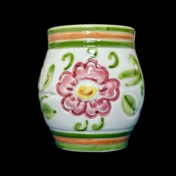 Vintage Italian Hand Painted Claudia Bernini Signed Pottery Small Jar Vase Cup - Picture 1 of 9